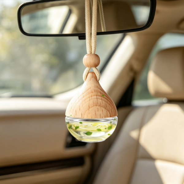 Teardrop-Topped Wooden Car Diffuser – Minimalist Hanging Fragrance Ornament