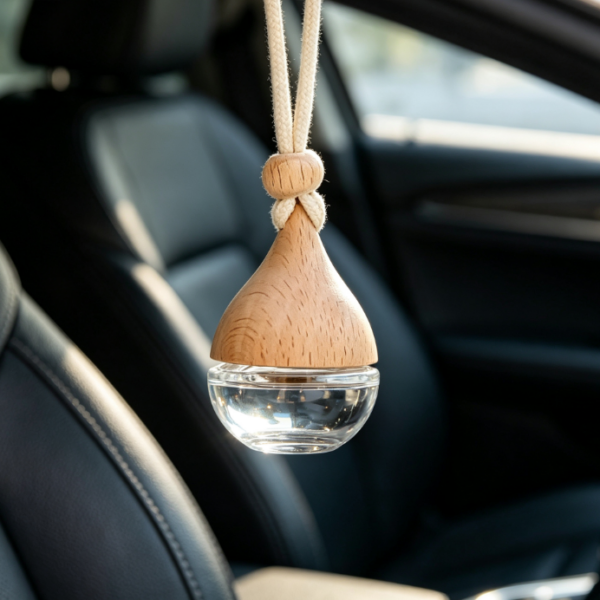 Teardrop-Shaped Car Diffuser with Wooden Cap – Rearview Mirror Hanging Ornament
