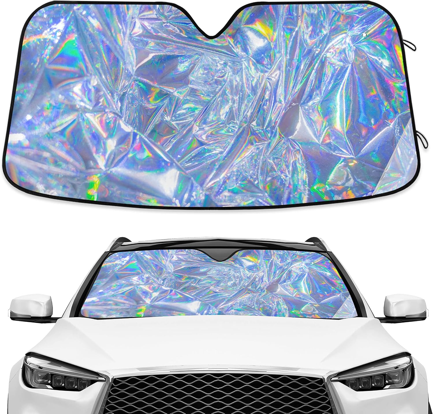 Holographic Accordion-Fold Car Sunshade